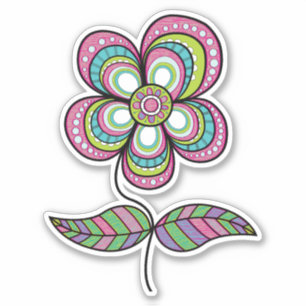 Schattigee psychedelische  bloemkunst sticker