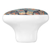 Schattigee psychedelische kat, bloemen, wandtapijt keramische knop (Zijkant)