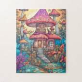 Schattigee Psychedelische Mushroom House Illustrat Legpuzzel (Verticaal)