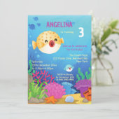 Schattigee Puffer Fish Blue Ocean Verjaardag Kaart (Staand voorkant)