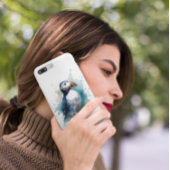 Schattigee puffin in blauwe waterverf, aanpasbaar Case-Mate iPhone case
