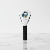 Schattigee puffin in blauwe waterverf aanpasbaar golfheadcover