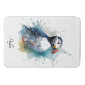 Schattigee puffin in blauwe waterverf badmat (Voorkant)