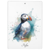 Schattigee puffin in blauwe waterverf klembord (Achterkant)