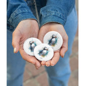 Schattigee puffin in blauwe waterverf ronde button 3,2 cm