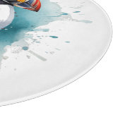 Schattigee puffin in blauwe waterverf snijplank (Hoek)