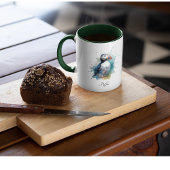 Schattigee puffin in blauwe waterverf tweekleurige koffiemok