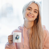 Schattigee puffin in blauwe waterverf tweekleurige koffiemok