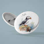 Schattigee Puffin op een rots in waterverf Ronde Button 3,2 Cm<br><div class="desc">waterverf schilderij van een schattige puffin op een rots</div>