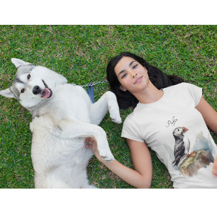 Schattigee Puffin op een rots in waterverf T-shirt