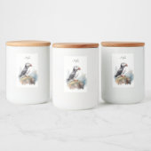 Schattigee Puffin op een rots in waterverf Voedselcontainer Etiket (Flessen)