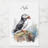 Schattigee Puffin op een rots in waterverf Voedselcontainer Etiket (Enkel label)