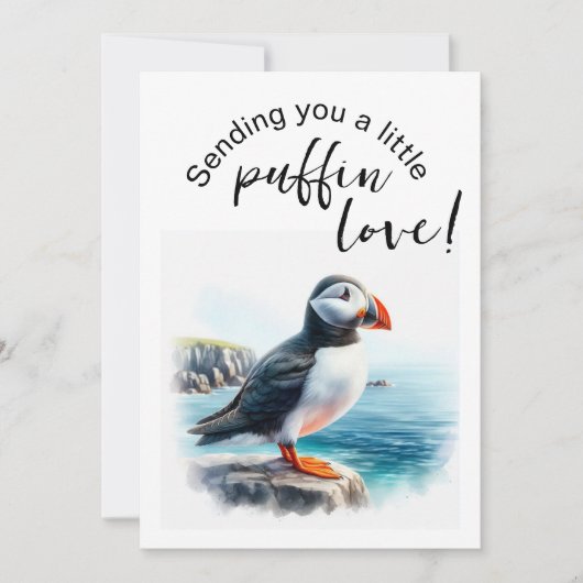 Schattigee Puffin-thema Kaart Flat Holiday Kaart (Voorkant)