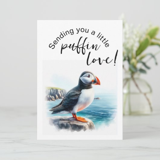 Schattigee Puffin-thema Kaart Flat Holiday Kaart (Staand voorkant)