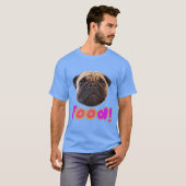 Schattigee Pug bedelen voor voedsel T-shirt (Voorkant volledig)
