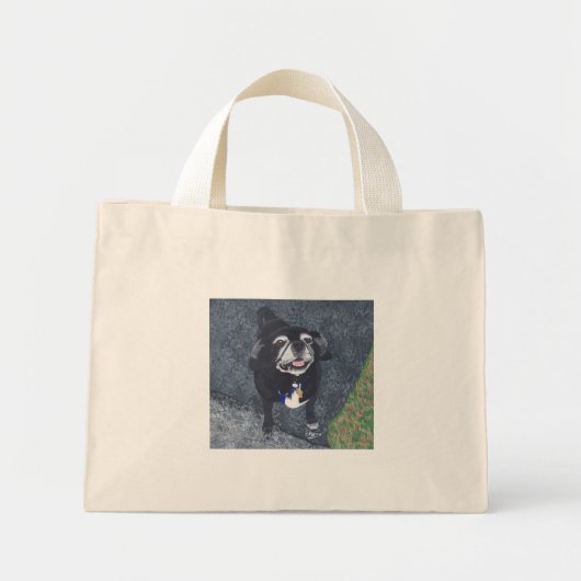 Schattigee Pug Dog Buiten Schilderen Canvas tassen (Voorkant)
