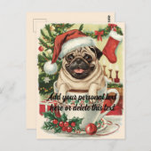 Schattigee  Pug Dog Christmas Briefkaart (Voorkant / Achterkant)