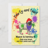 Schattigee Pug Dog Fun Art Verjaardagsfeest Uitnod Kaart (Voorkant)