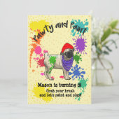 Schattigee Pug Dog Fun Art Verjaardagsfeest Uitnod Kaart (Staand voorkant)