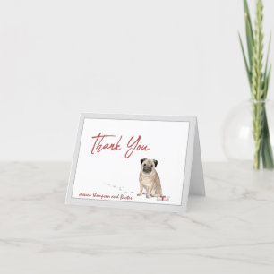 Schattigee Pug Dog Gepersonaliseerd Met Bot En Rib Bedankkaart