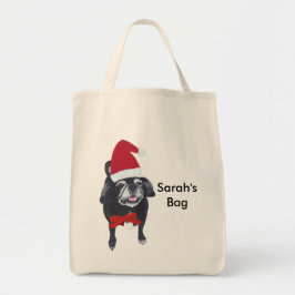Schattigee Pug Dog gepersonaliseerde kerst Canvas  Tote Bag