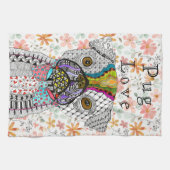 Schattigee Pug Dog Love Keuken Handdoek (Horizontaal)