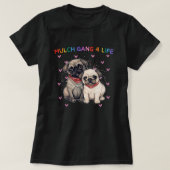 Schattigee Pug Dog Mulch Gang 4 Life Funny Puppy D T-shirt (Design voorkant)