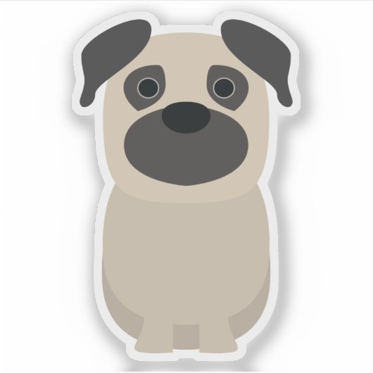 Schattigee Pug Dog Puppy Pup Pet Kiss Cut Vinyl Sticker (Voorkant)