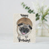 Schattigee Pug Dog Verjaardag Briefkaart (Staand voorkant)