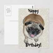 Schattigee Pug Dog Verjaardag Briefkaart (Voorkant / Achterkant)