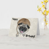Schattigee Pug Dog Verjaardag Kaart (Gele Bloem)