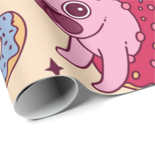 Schattigee Pug Donut Eenhoorn Wrapping Paper Cadeaupapier