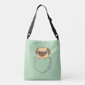 Schattigee Pug Doodle in Faux Green Pocket Crossbody Tas (Achterkant)