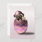 Schattigee Pug Easter Egg Design Feestdagenkaart (Voorkant / Achterkant)