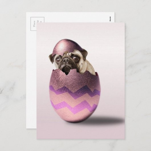 Schattigee Pug Easter Egg Design Feestdagenkaart (Voorkant / Achterkant)