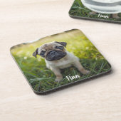 Schattigee Pug Gepersonaliseerde Beverage Coaster  Bier Onderzetter (Linkerzijde)