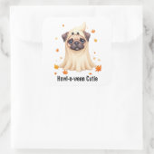 Schattigee Pug Ghost Halloween Waterverf Illustrat Vierkante Sticker (Tas)