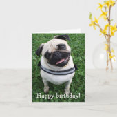 Schattigee Pug Happy Birthday Wenskaart Kaart (Gele Bloem)
