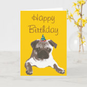 Schattigee Pug in Pet Happy Birthday Kaart (Gele Bloem)