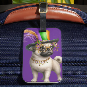SCHATTIGEE PUG MARDI GRAS PUPPY DOG BAGAGELABEL