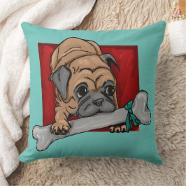 Schattigee pug met big bone kussen
