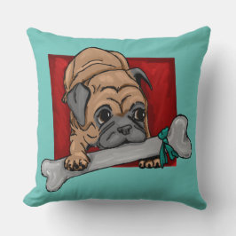Schattigee pug met big bone kussen