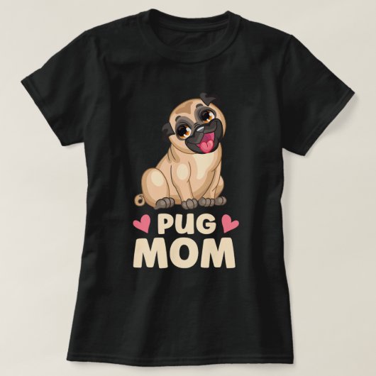 Schattigee Pug Mom Cartoon Puppy Hondenliefhebber T-shirt (Design voorkant)