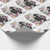 Schattigee pug Paas waterverf bloemenpracht Cadeaupapier (Hoek)