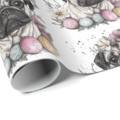 Schattigee pug Paas waterverf bloemenpracht Cadeaupapier (Rol Hoek)