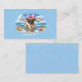 Schattigee Pug Puppy bij een Tropical Beach Visitekaartje (Voorkant / Achterkant)