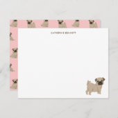 Schattigee Pug Puppy gepersonaliseerd dank u Notitiekaartje (Voorkant / Achterkant)