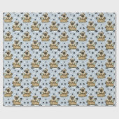 Schattigee Pug Puppy in Basket Paw Print Cadeaupapier (Vlak)