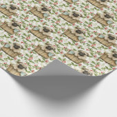 Schattigee Pug Puppy In Mand Kerst Holly Cadeaupapier (Hoek)