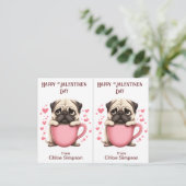 Schattigee Pug Puppy Kind Valentijn Classroom Kaar Briefkaart (Staand voorkant)